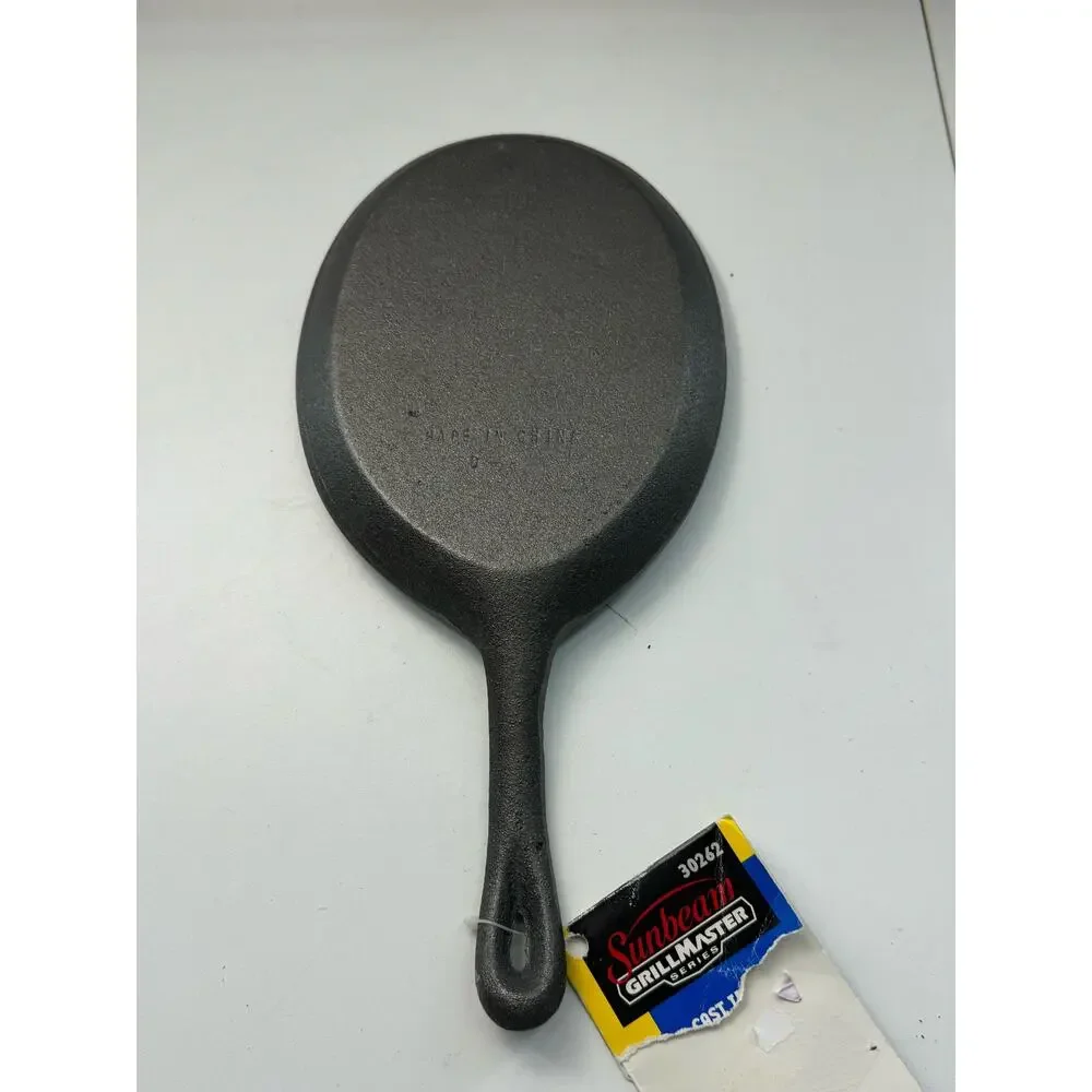 New Sunbeam Grillmaster Cast Iron grill pan 9 inches Camping